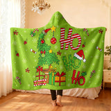 Festive Hooded Christmas Blanket – Wearable Holiday Fleece, 150 x 100 cm