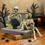 Stylish Halloween Skeleton Figure with Top Hat and Black Rose