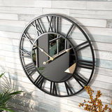 Vintage Wall Clock – 39cm Aluminum Frame, Mirror Accents & Silent Quartz Movement