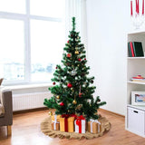 Rustic Ruffled Christmas Tree Skirt – Beige Farmhouse Tree Base Cover