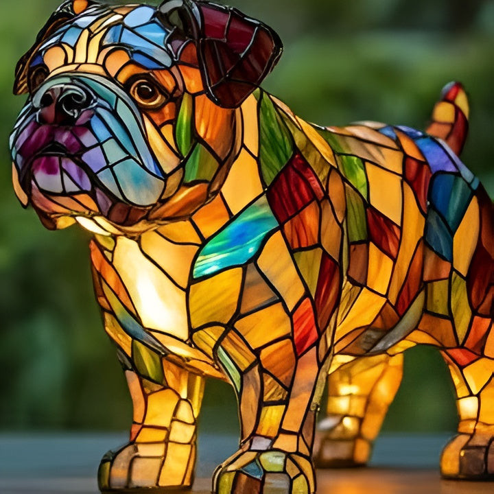 Stained Glass Table Lamp – Dog Design, Animal Decor & Ambient Lighting
