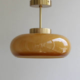 Vintage Brass Yellow Glass Ceiling Light | Semi-Flush Mount