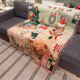 Festive Christmas Tapestry Throw Blanket – Chenille Sofa Cover