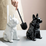 Ceramic Bulldog Toilet Brush Holder – Concealed Design, 16×35cm & White or Black