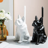 Ceramic Bulldog Toilet Brush Holder – Concealed Design, 16×35cm & White or Black