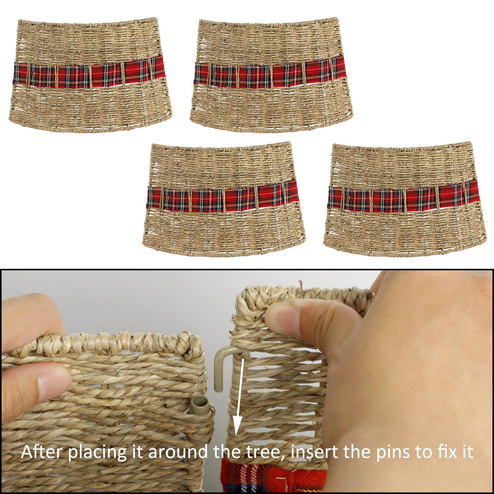 Decorative Wicker Christmas Tree Stand Cover – Rustic Woven Tree Collar