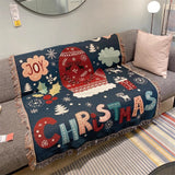Festive Christmas Tapestry Throw Blanket – Chenille Sofa Cover
