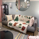 Festive Christmas Tapestry Throw Blanket – Chenille Sofa Cover
