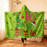 Festive Hooded Christmas Blanket – Wearable Holiday Fleece, 150 x 100 cm