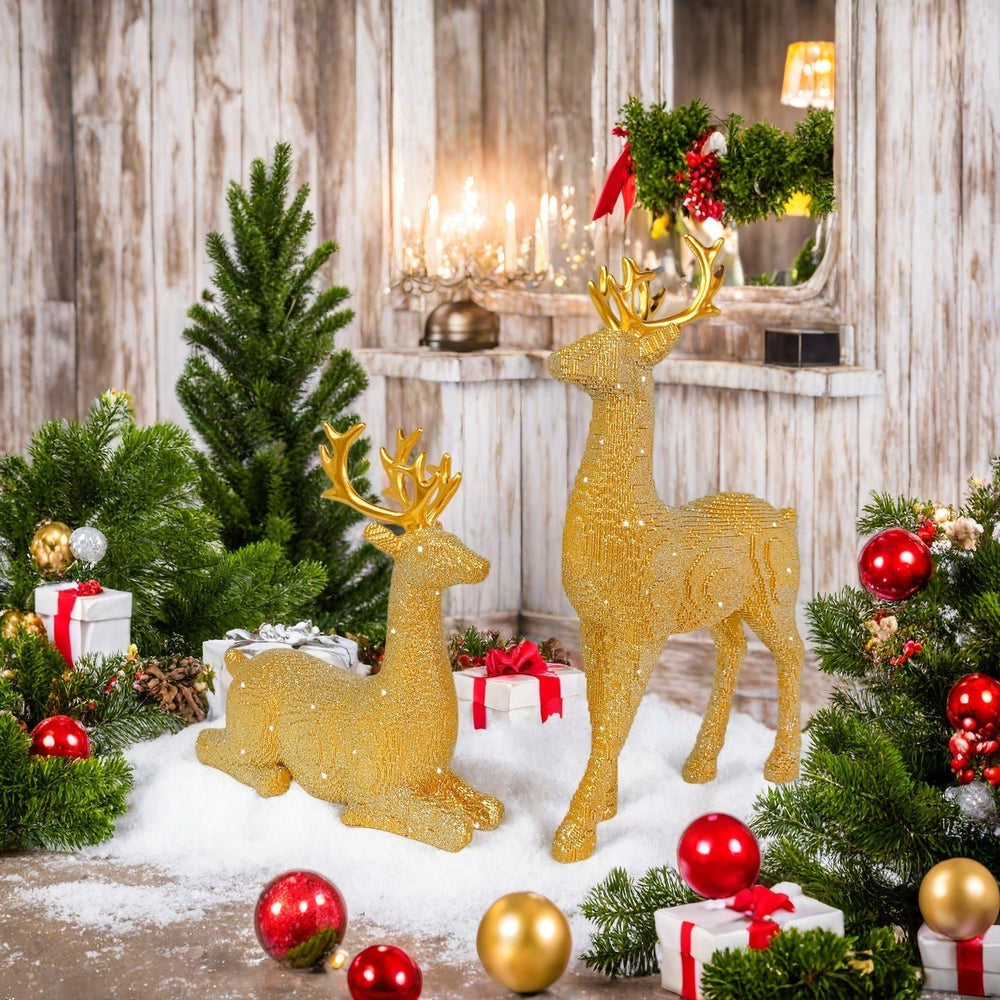 Elegant Reindeer Christmas Decoration – Pair of Decorative Deer Figures