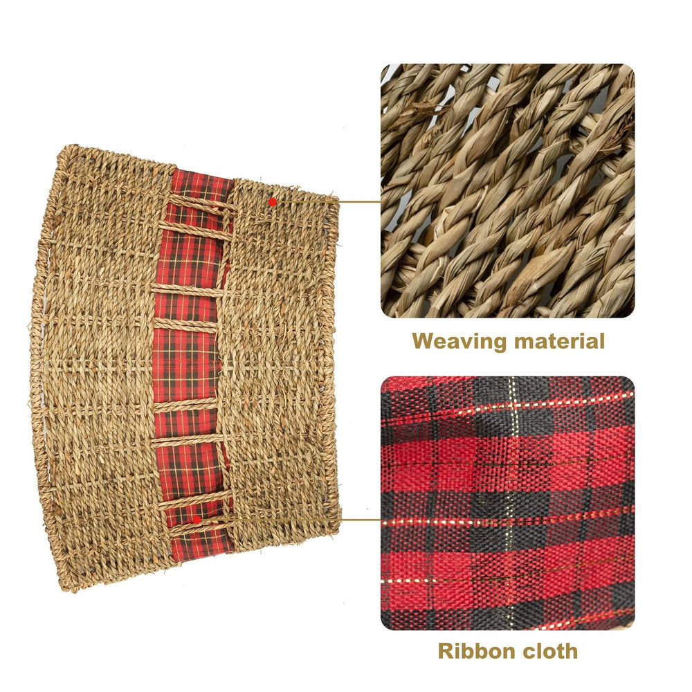 Decorative Wicker Christmas Tree Stand Cover – Rustic Woven Tree Collar