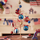 Americana Glitter Christmas Baubles Set of 12 – Red, White and Blue Ornaments