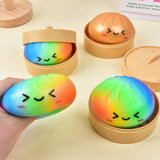 Baozi Dumpling Squeeze Toy – Soft Squishy, Steamer Basket Case & 10 Colors