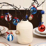 Americana Glitter Christmas Baubles Set of 12 – Red, White and Blue Ornaments