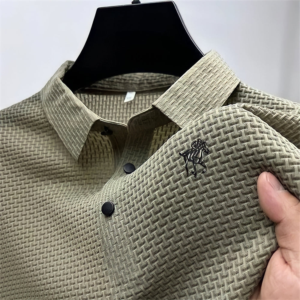Wrinkle-Free Slim Fit Structured Polo Shirt