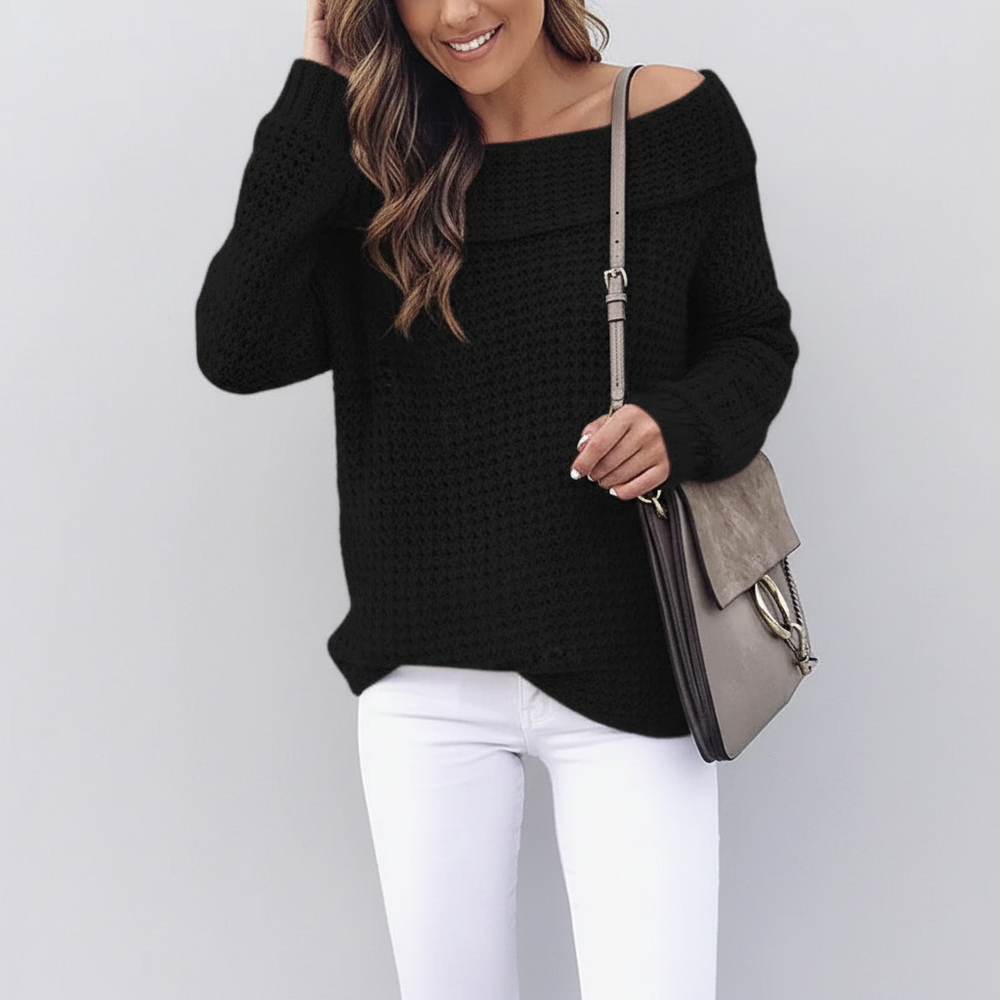 Off-Shoulder Knit Sweater - Alicia - 4