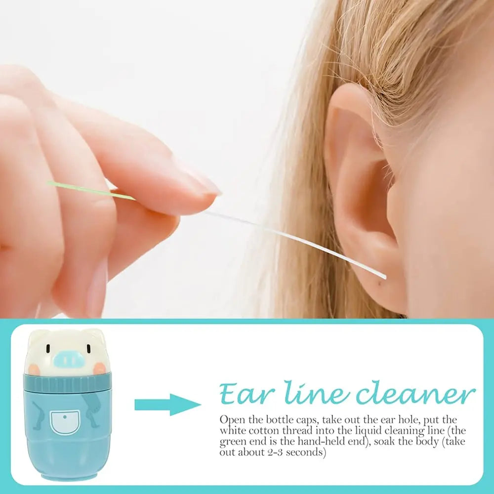 Ear Piercing Cleaning Kit – 180 Cotton Swabs, 15ml Disinfecting Solution & Portable