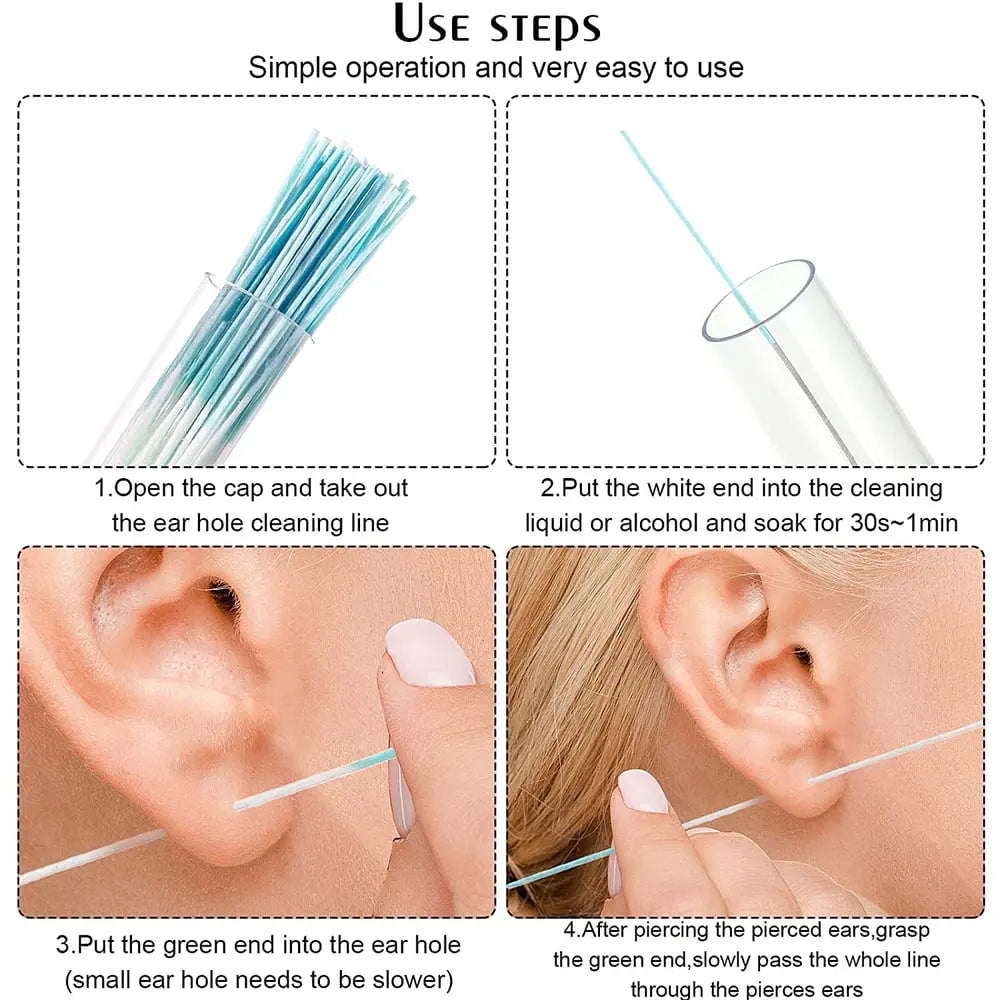 Ear Piercing Cleaning Kit – 180 Cotton Swabs, 15ml Disinfecting Solution & Portable