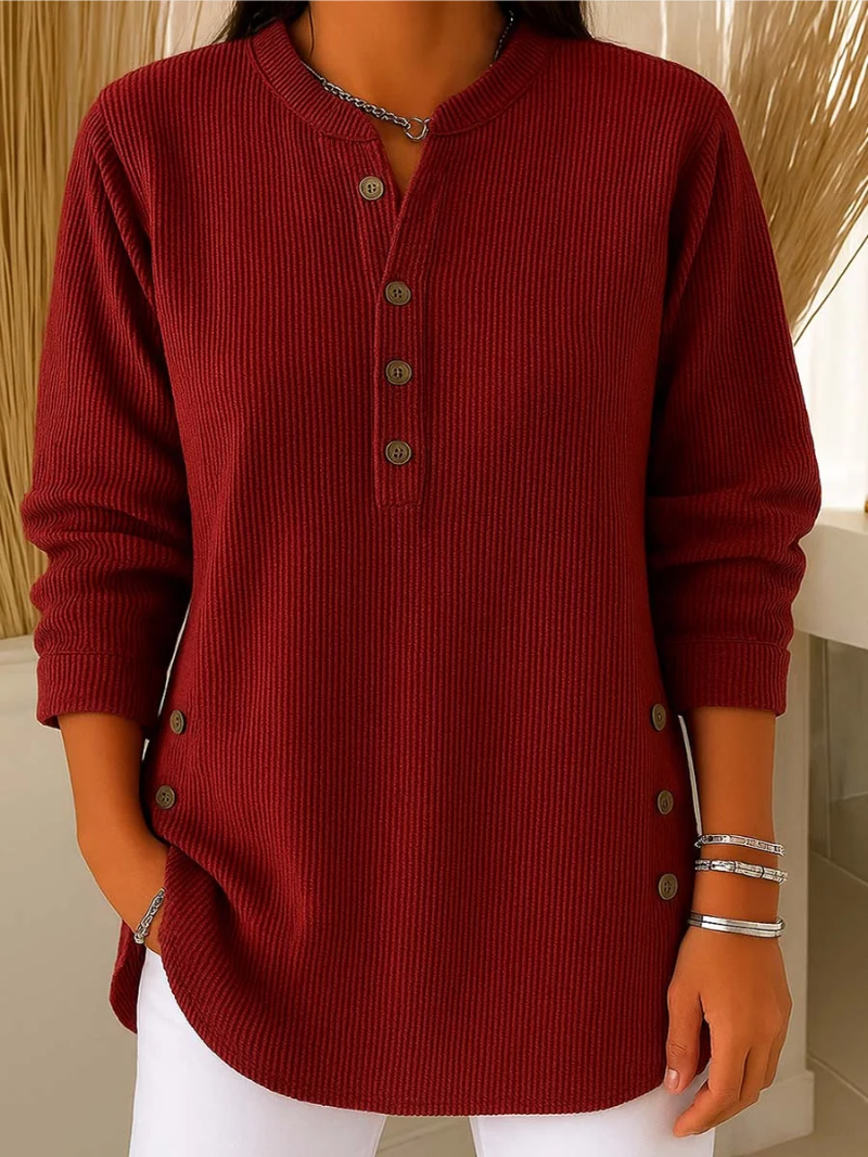 Eleganter Livia Pullover mit Stilvollen Knopfakzenten – Hochwertige Damenmode