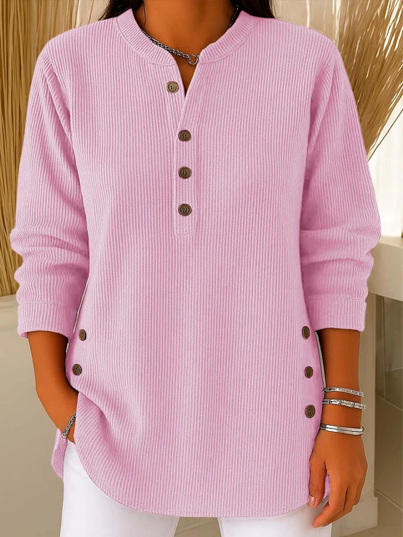 Eleganter Livia Pullover mit Stilvollen Knopfakzenten – Hochwertige Damenmode