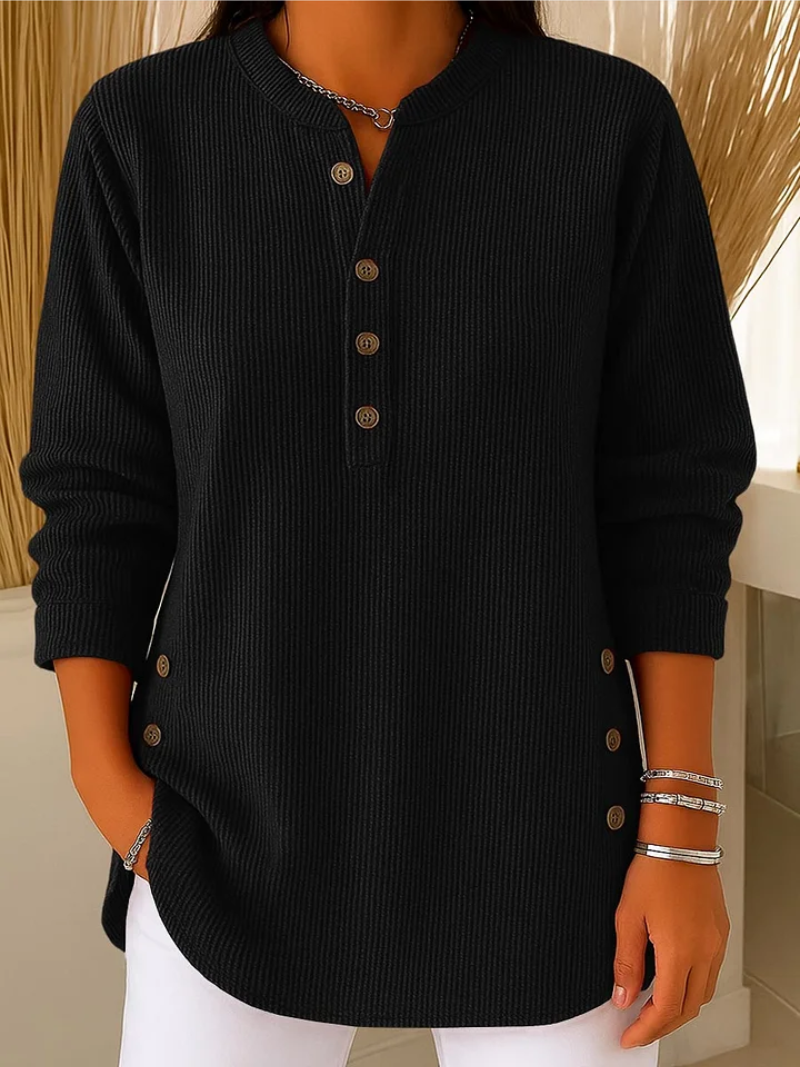 Eleganter Livia Pullover mit Stilvollen Knopfakzenten – Hochwertige Damenmode