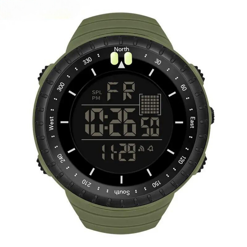 Unisex Outdoor Digital Watch – Compass, 50m Waterproof & Backlight