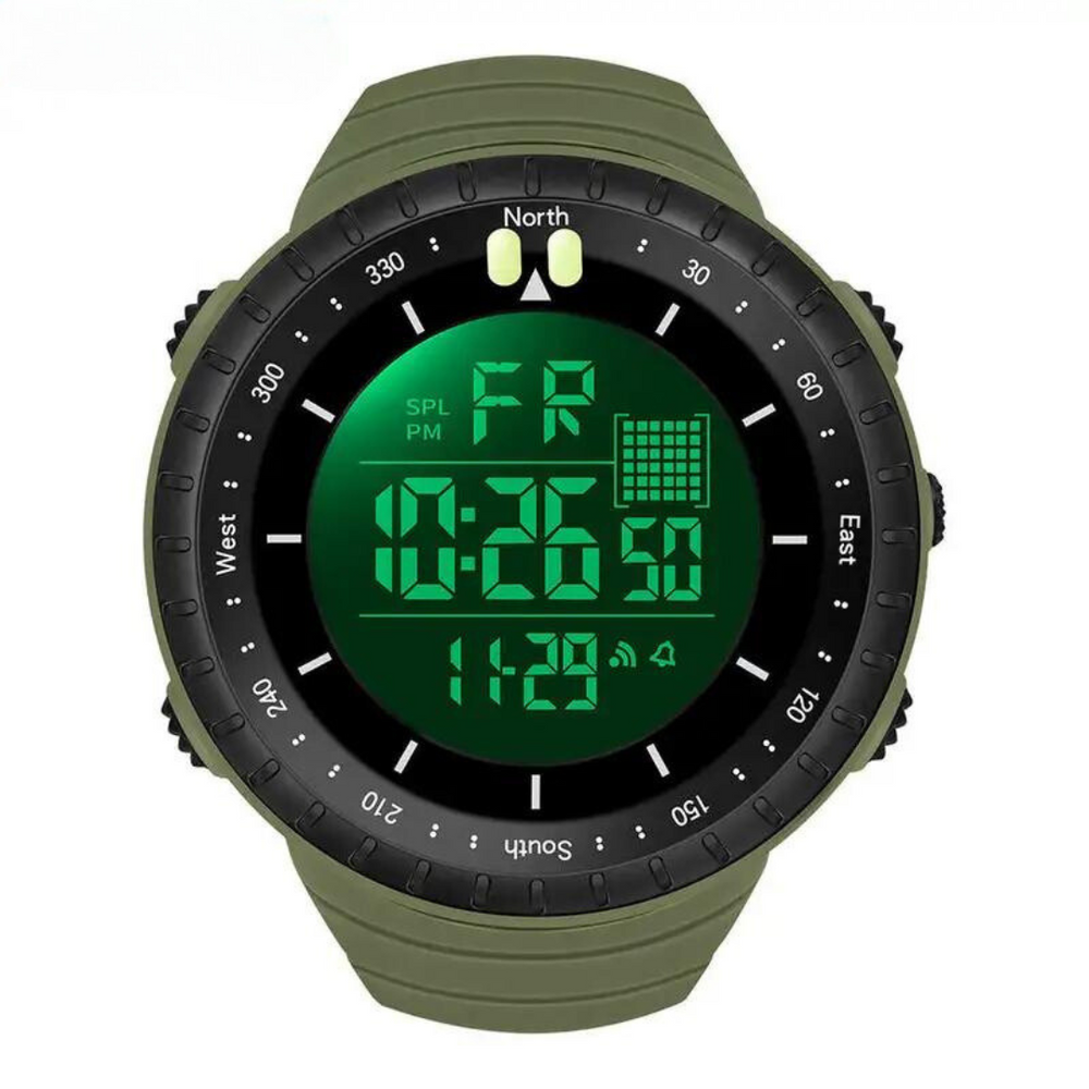 Unisex Outdoor Digital Watch – Compass, 50m Waterproof & Backlight