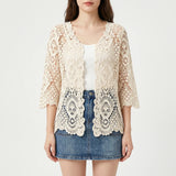 Open-Front Crochet-Style Cardigan - Margie