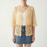 Open-Front Crochet-Style Cardigan - Margie