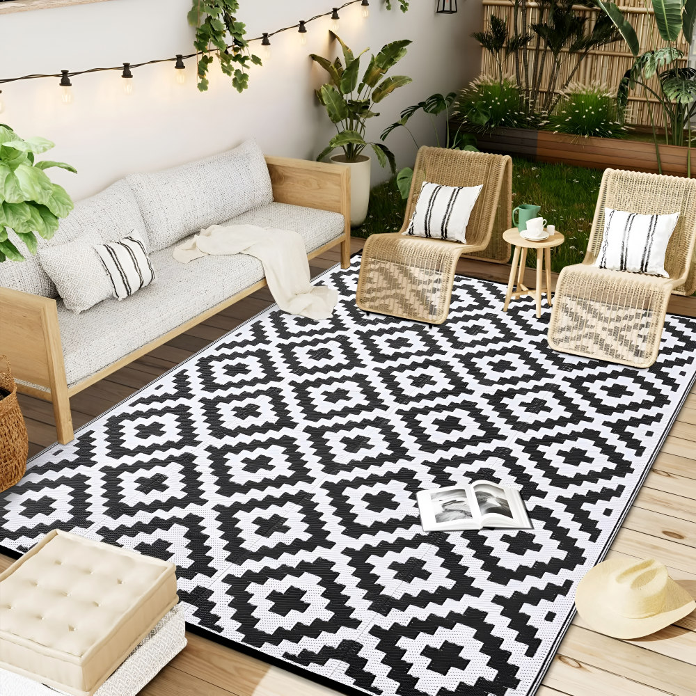 Reversible Outdoor Rug – Non-Slip, UV-Resistant Polypropylene & Water-Repellent