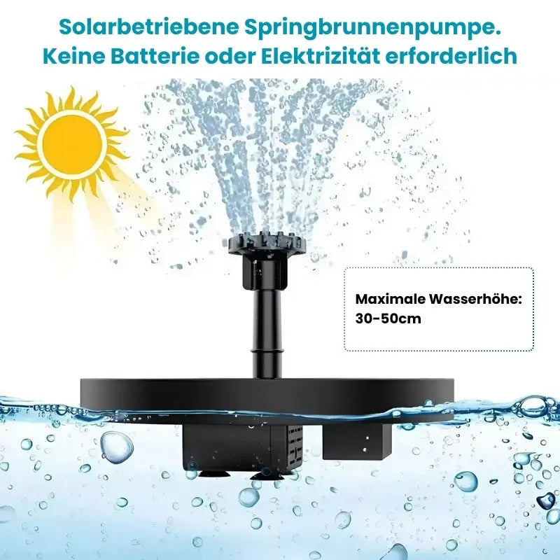 Solar Water Fountain – Wireless, 4 Nozzles, Ø 16 cm for Bird Bath & Pond