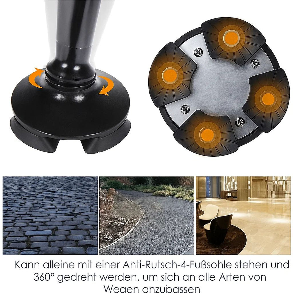 Folding Walking Cane – Height-Adjustable 86-97cm, LED Light & Alarm