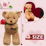 Plush Toy Valentine Bear Soft Rose Holding Stuffed Animal Gift