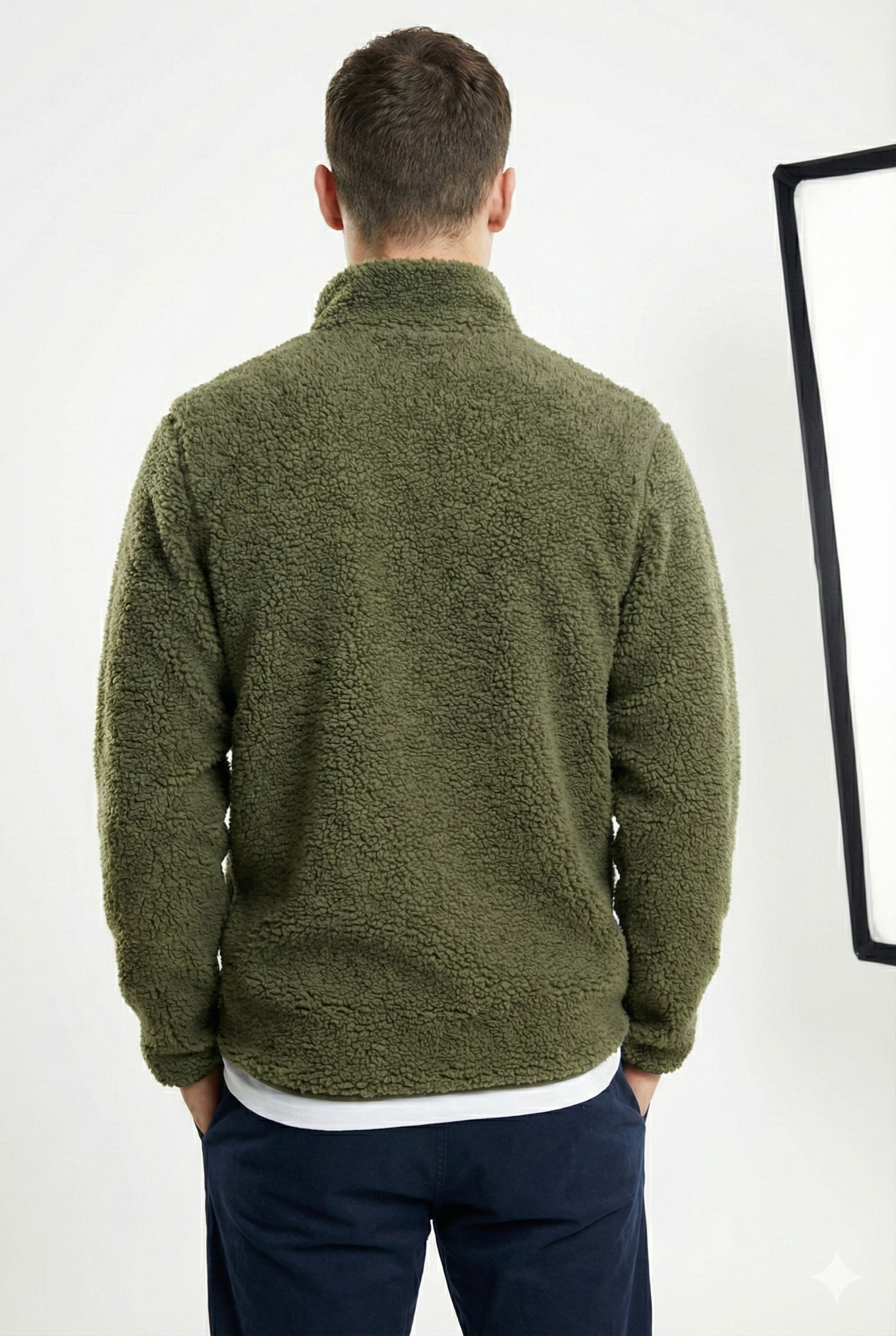 Men’s Half-Zip Fleece Pullover with High Collar and Long Sleeves