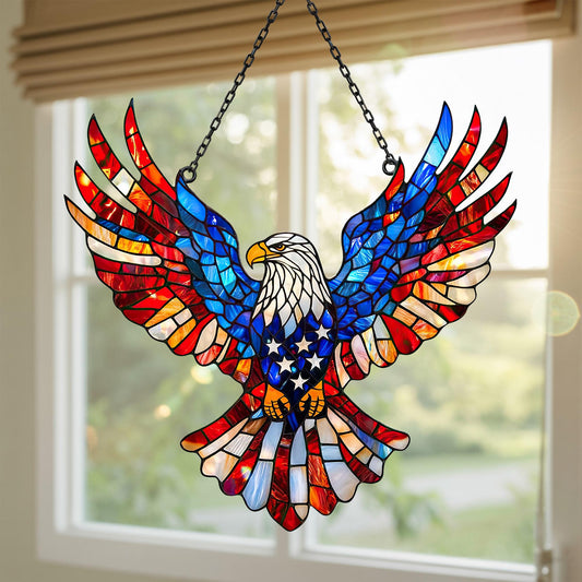 Eagle Suncatcher – Stained Glass, Patriotic Design & Wall Art