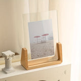Photo Frame Acrylic Tabletop Display Solid Wood Stand