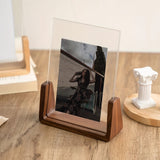 Photo Frame Acrylic Tabletop Display Solid Wood Stand
