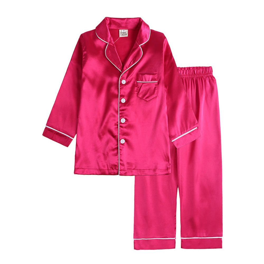 Kids Pajama Set Button Top Pants Sleepwear