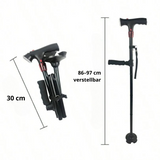 Folding Walking Cane – Height-Adjustable 86-97cm, LED Light & Alarm