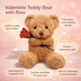 Plush Toy Valentine Bear Soft Rose Holding Stuffed Animal Gift