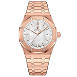 Men's Stainless Steel Watch – Textured Dial, Quartz Movement & Link Bracelet