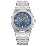 Men's Stainless Steel Watch – Textured Dial, Quartz Movement & Link Bracelet