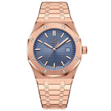 Men's Stainless Steel Watch – Textured Dial, Quartz Movement & Link Bracelet