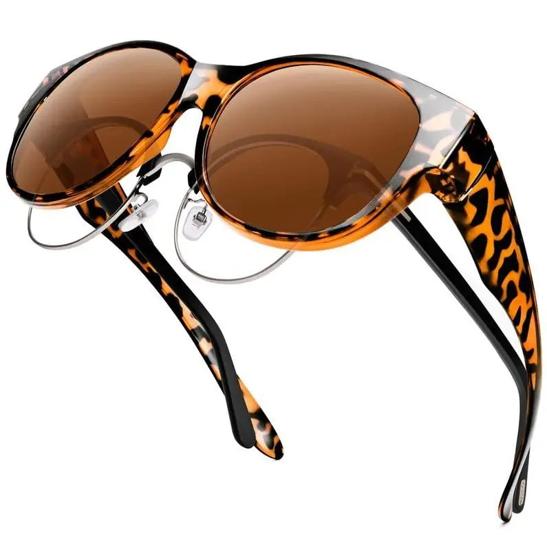 Women's Fit-Over Clip-On Sunglasses – Polarized UV400, TR90 Frame & Cat-Eye Design