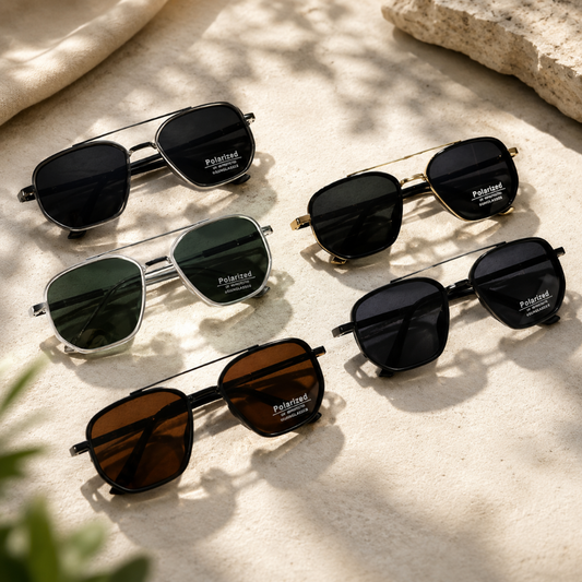 Polarized Square Sunglasses – Retro Style, UV Protection & Wristband