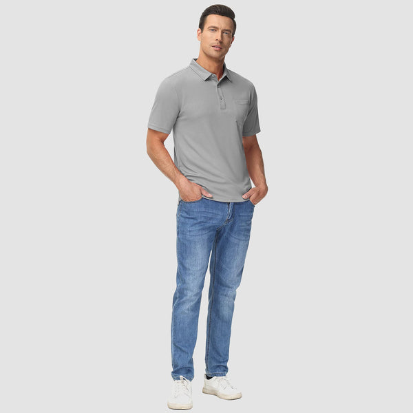 Polo Shirts for Men Short Sleeve  Golf Shirts Quick Dry with Pocket 1