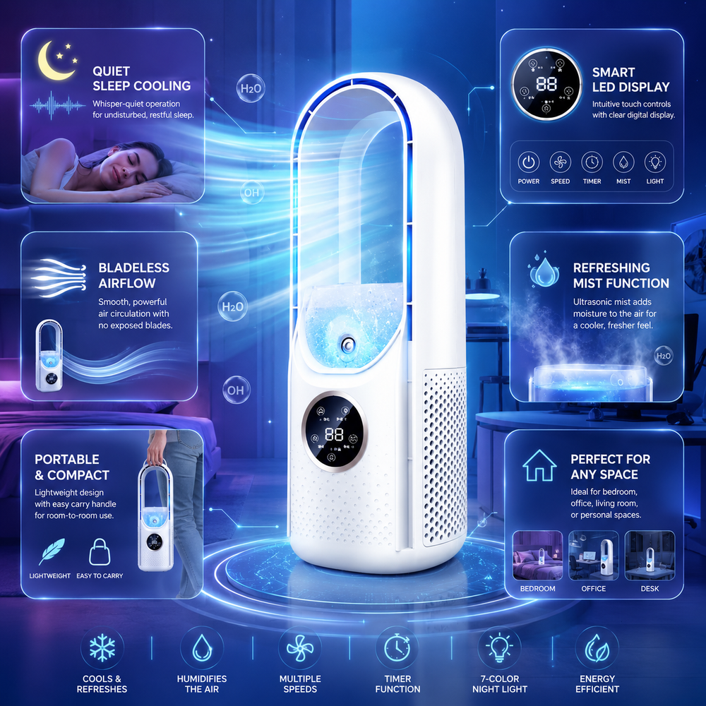 Bladeless Air Conditioner – Portable, Quiet & Fan-Free Design