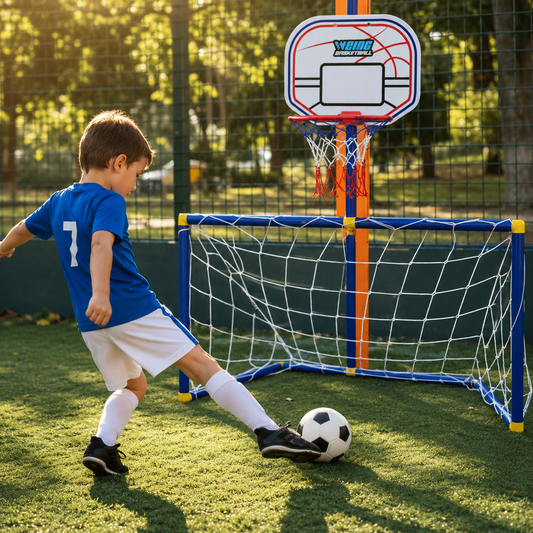 Portable Soccer & Basketball Goal Set – Outdoor Toy for Active Kids Play