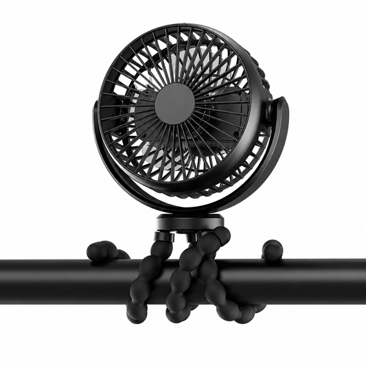 USB Desk Fan – Rechargeable Battery, Clip-On Design & Portable Cooling