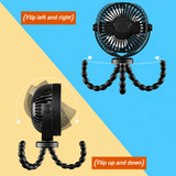Portable Fan Rechargeable Clip On USB Desk Cooling Fan